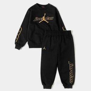 Jordan Kids Black and Gold Sweatshirt and Joggers Set